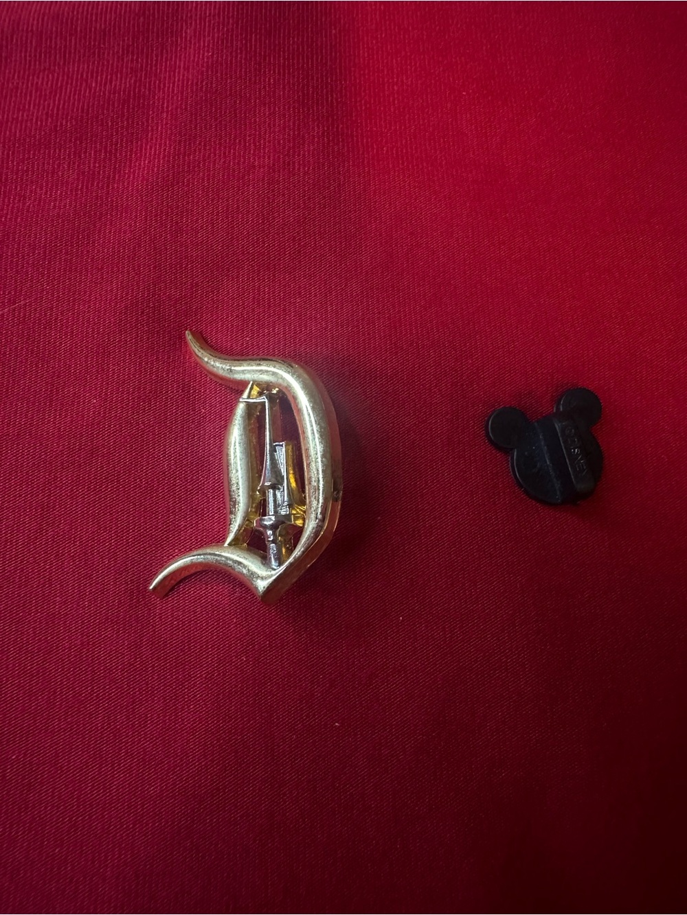 Disney Gold D Logo Pin with Black Mickey Backing